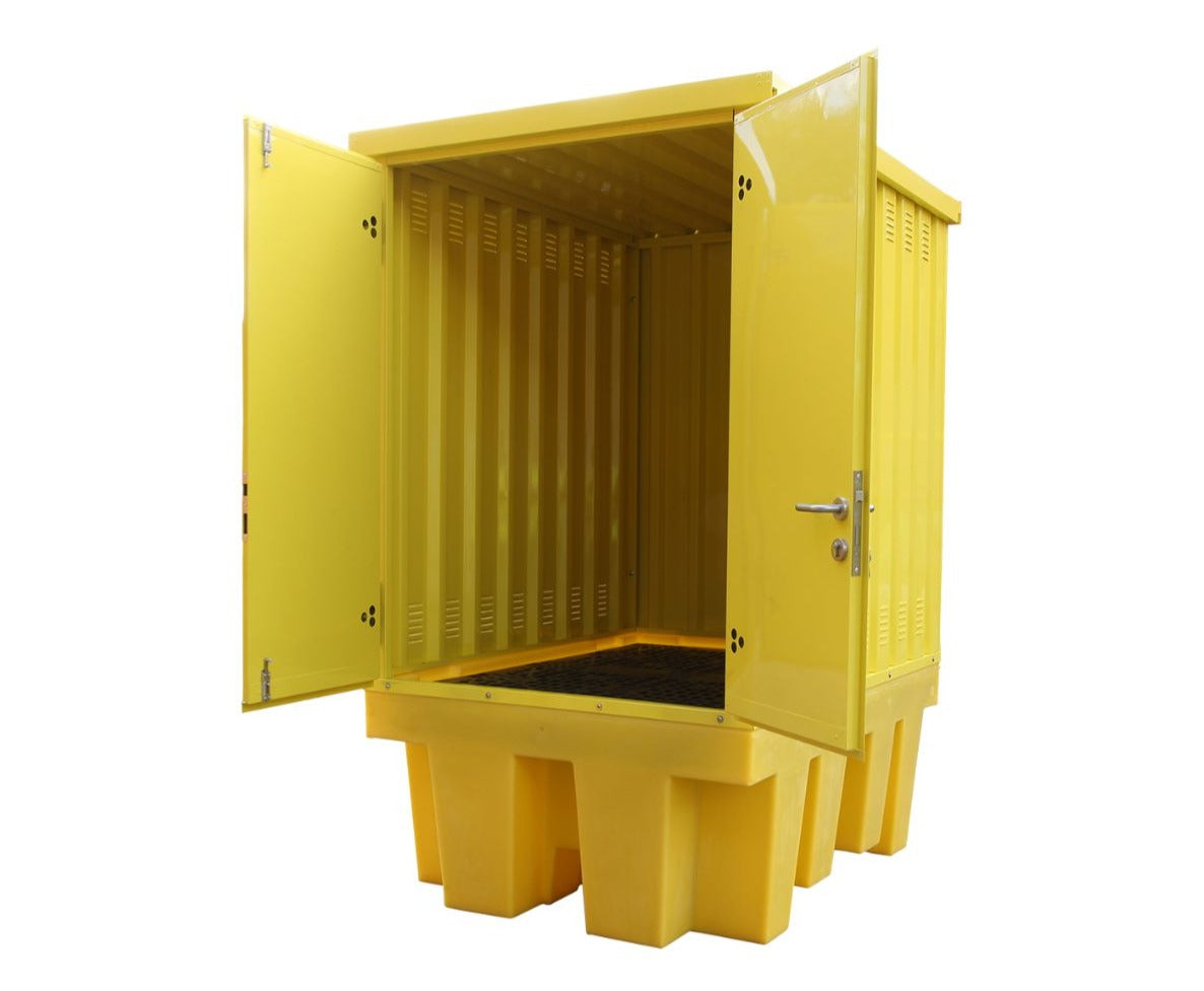 Steel Covered Single IBC Storage Bund Pallets (BB1HCS)