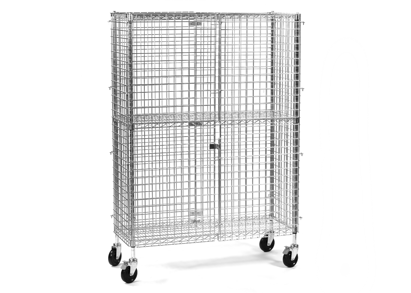 Mobile Three-Tier Wire Mesh Cage Lockers