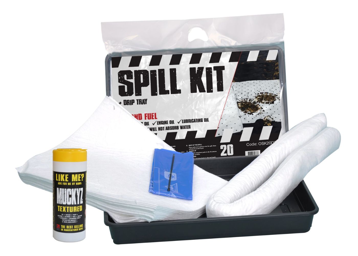 Oil & Fuel Spill Kit with Drip Tray (20 to 50 Litres)