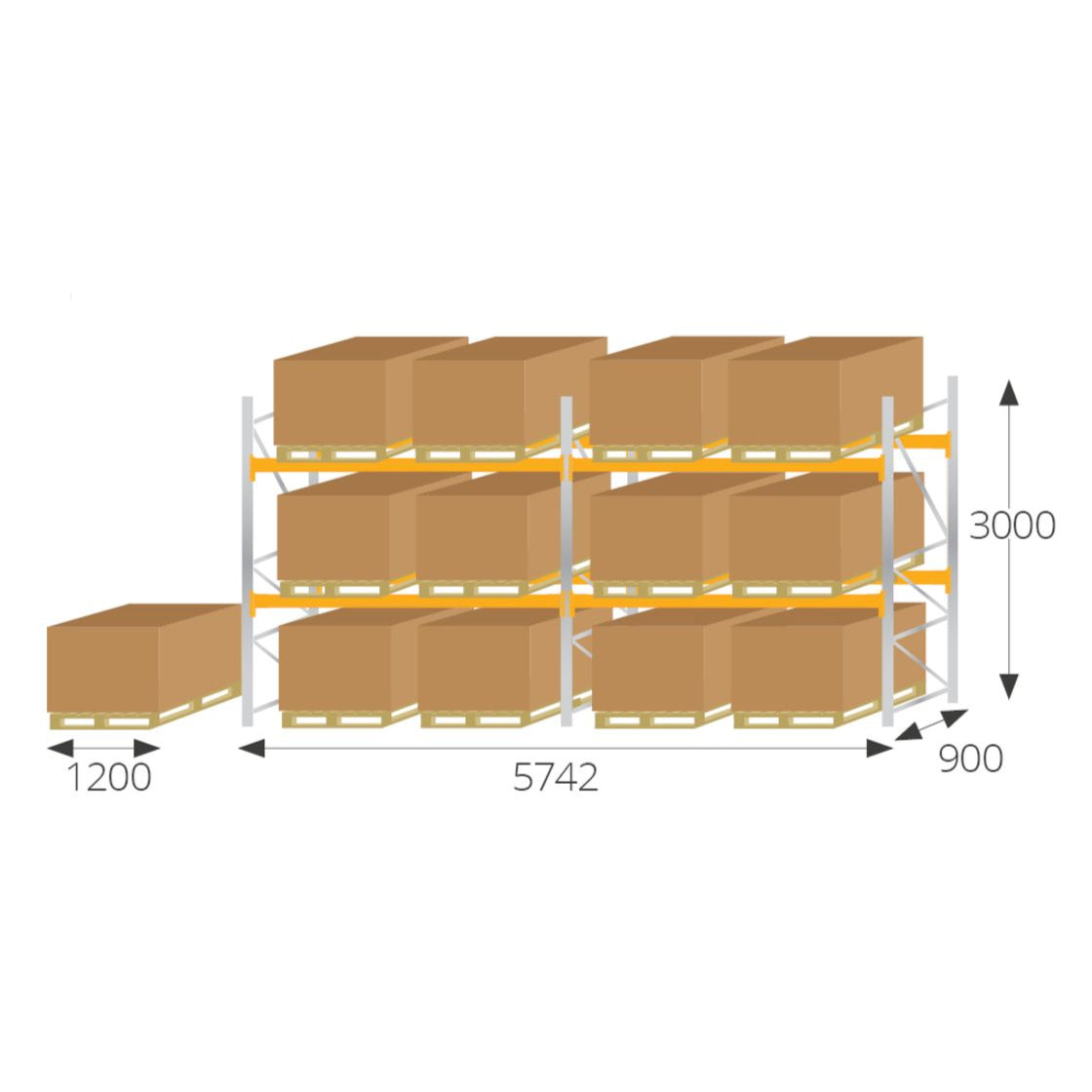 900mm Deep Pallet Racking for 12 UK Pallets