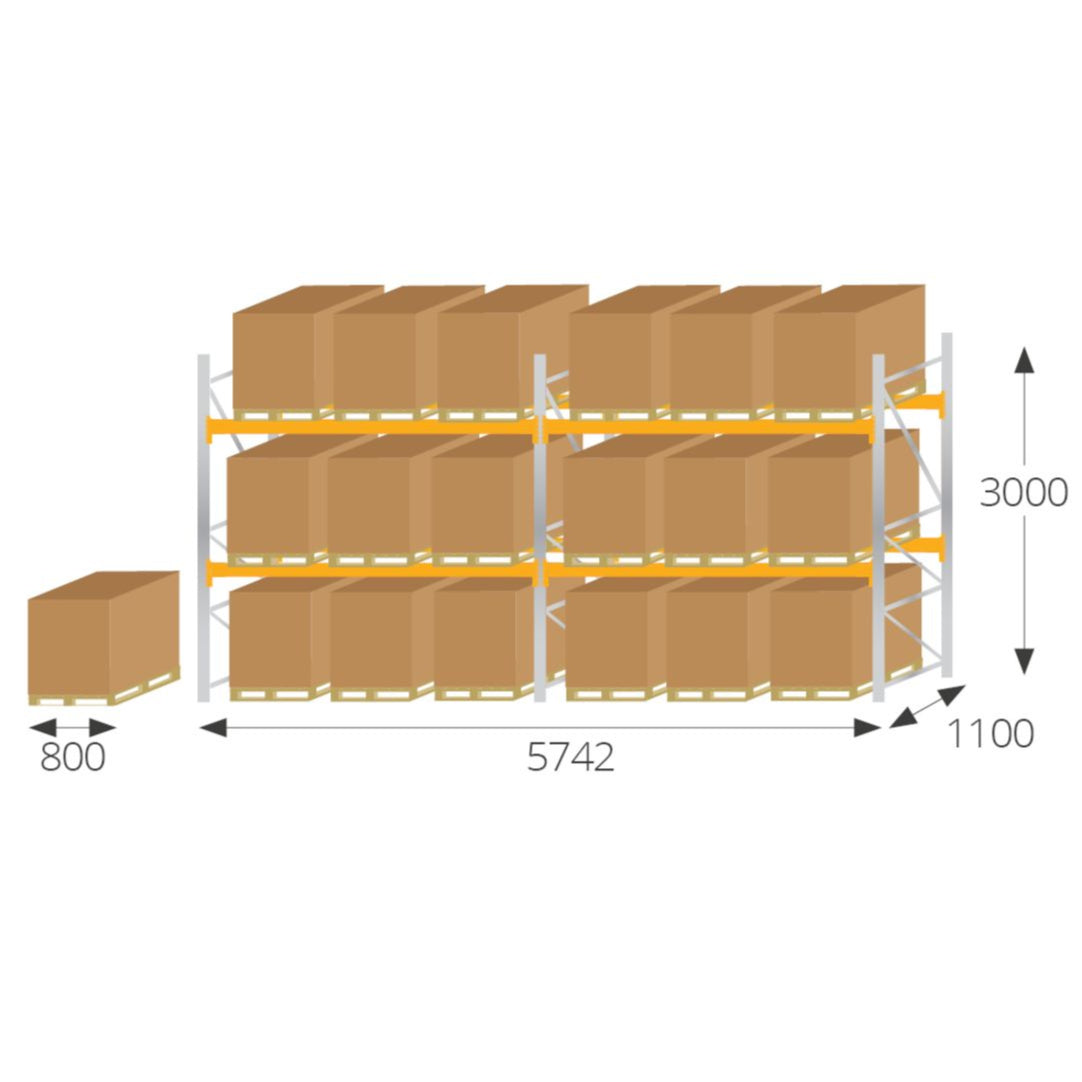 1100mm Deep Pallet Racking for 18 Euro Pallets