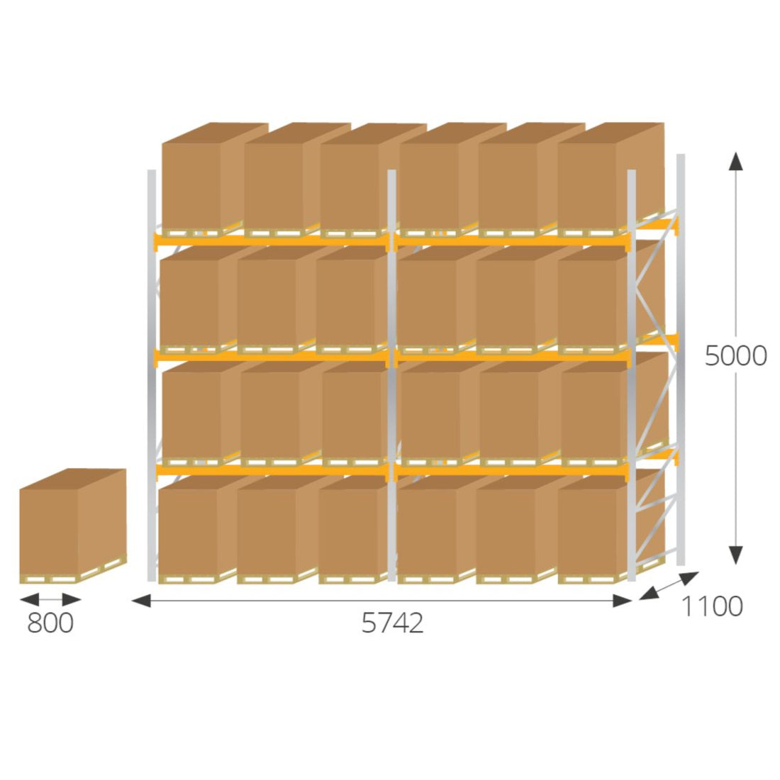 1100mm Deep Pallet Racking for 24 Euro Pallets